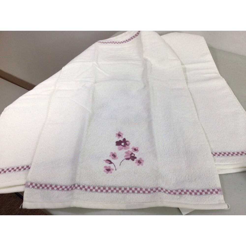 Vintage Antique Rose Towel Set Floral Embroidered New - Picture 7 of 8